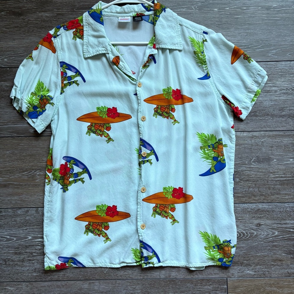 Tropical Teenage Mutant Ninja Turtles Button Down Surfboard Men's Shirt